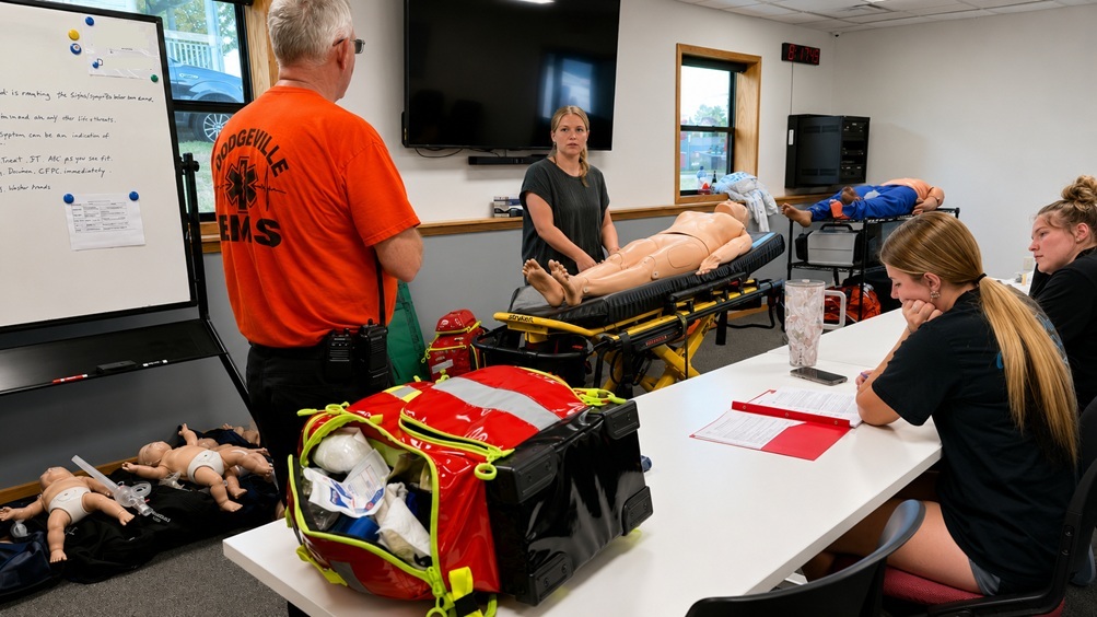 students in an EMT classroom